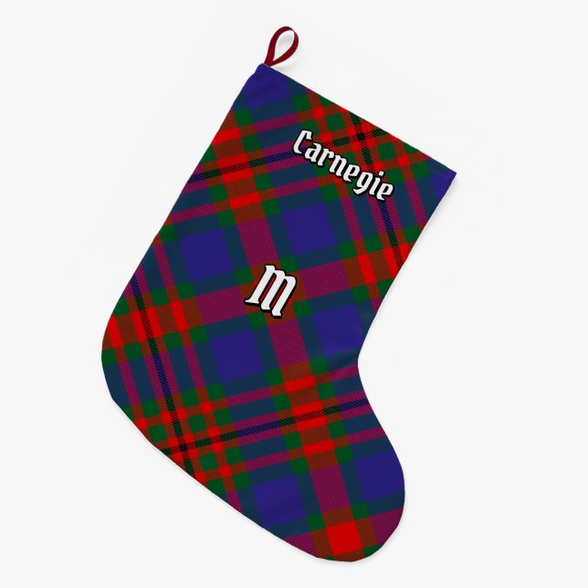 Meia De Natal Grande Clan Carnegie Tartan (Frente (Pendurada))