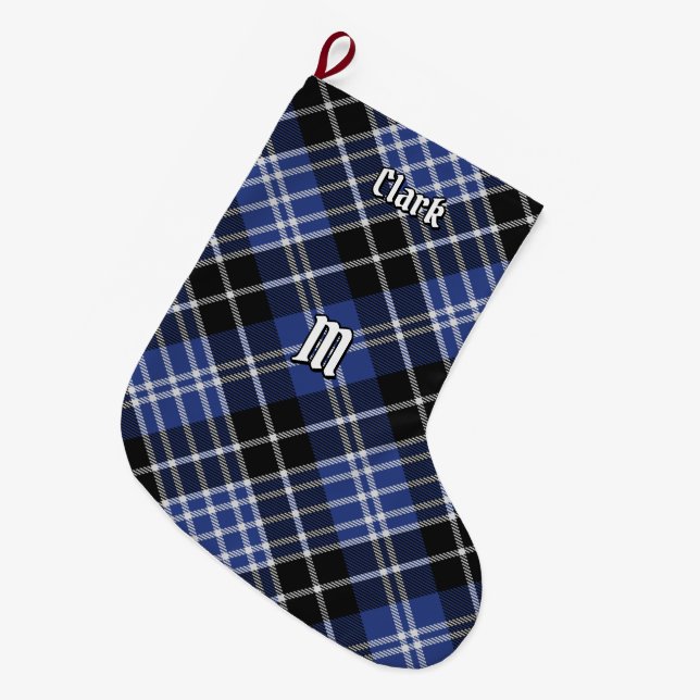 Meia De Natal Grande Clan Clark Tartan Christmas Stocks (Frente (Pendurada))