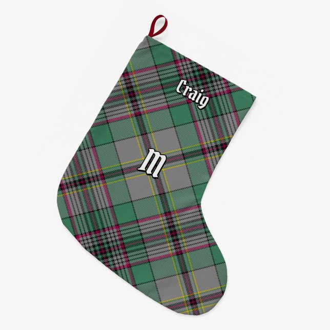 Meia De Natal Grande Clan Craig Tartan Christmas Stocks (Frente (Pendurada))