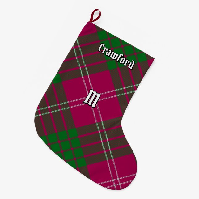 Meia De Natal Grande Clan Crawford Tartan Christmas Stocks (Frente (Pendurada))