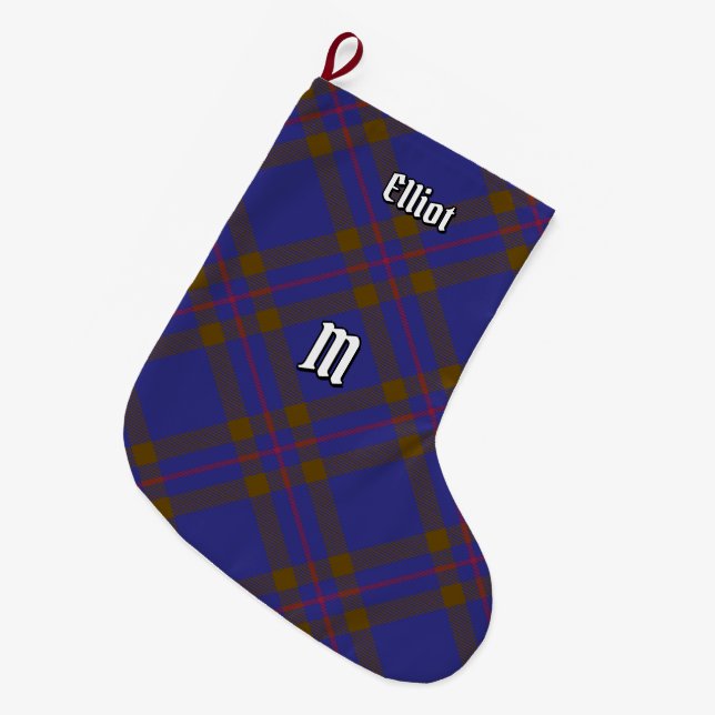 Meia De Natal Grande Clan Elliot Modern Tartan — Parada de Natal (Frente (Pendurada))