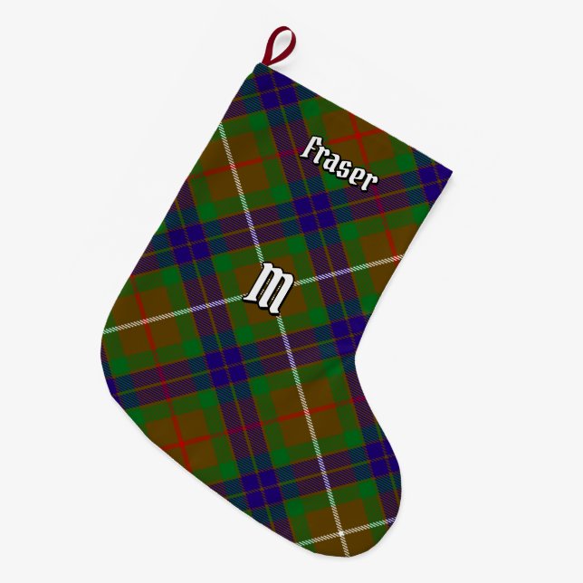 Meia De Natal Grande Clan Fraser caçando o Tartan natalino (Frente (Pendurada))