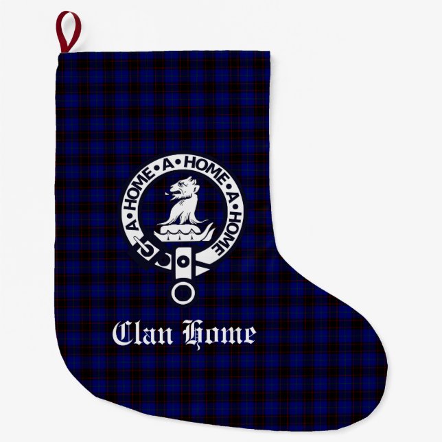 Meia De Natal Grande Clan Home Crest Crachá e Tartan (Frente)