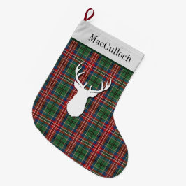 Meia De Natal Grande Clan MacCulloch Tartan Xadrez Verde Vermelha