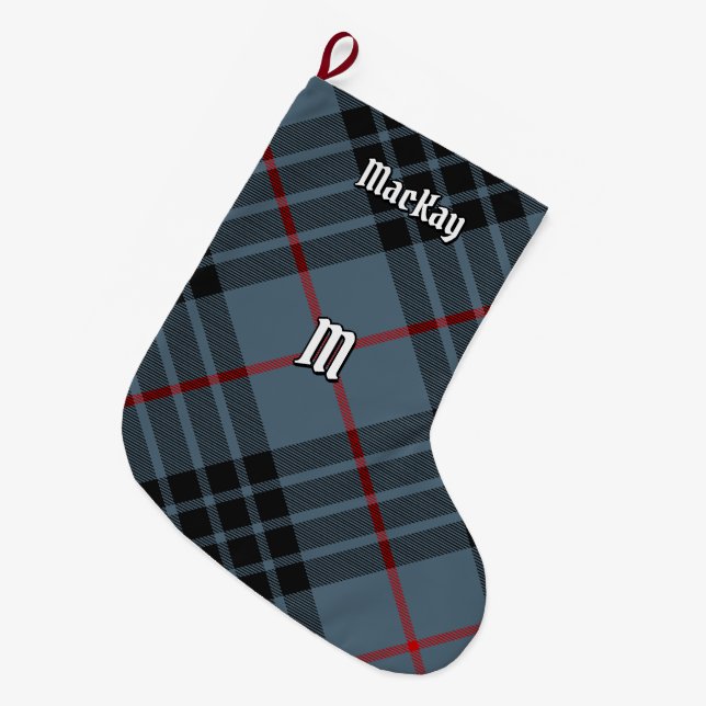 Meia De Natal Grande Clan MacKay Blue Tartan (Frente (Pendurada))