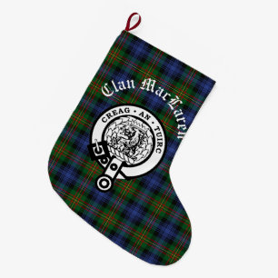 Meia De Natal Grande Clan MacLaren Crest Crachá e Tartan personalizável