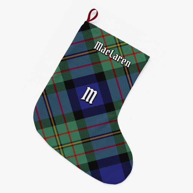 Meia De Natal Grande Clan MacLaren Tartan - Estoque de Natal (Frente (Pendurada))