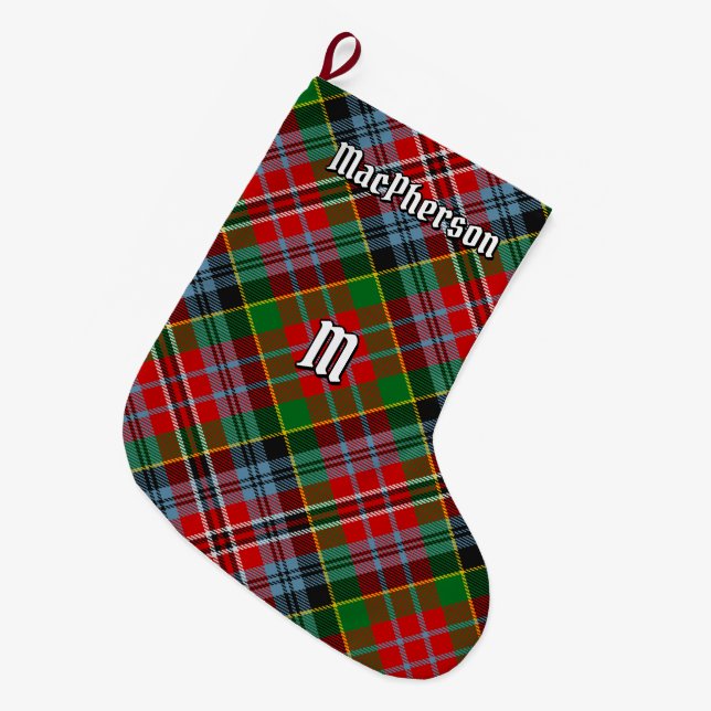 Meia De Natal Grande Clan MacPherson Tartan - Parada de Natal (Frente (Pendurada))