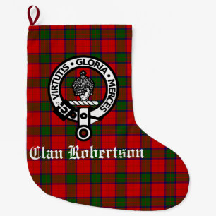 Meia De Natal Grande Clan Robertson Crest Crachá & Tartan
