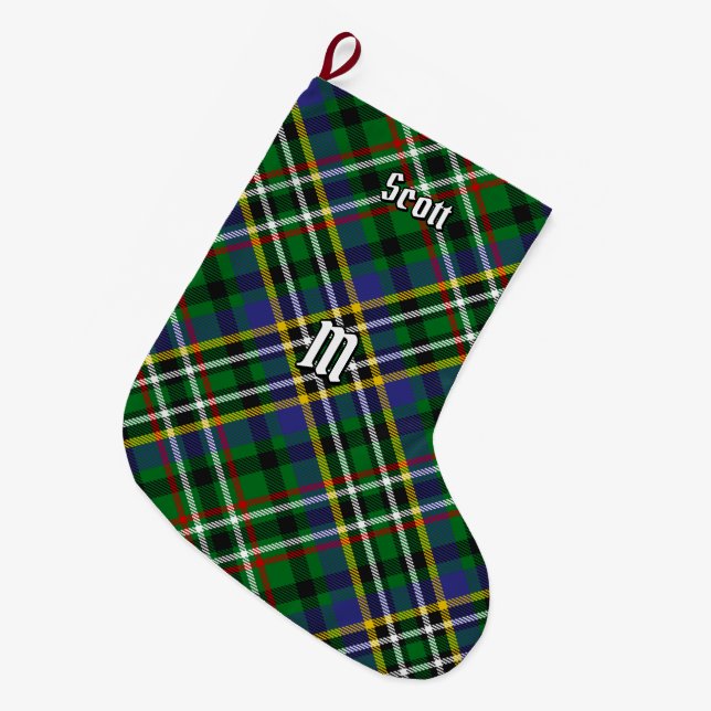 Meia De Natal Grande Clan Scott Green Tartan Christmas Stocks (Frente (Pendurada))