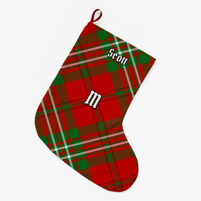Meia De Natal Grande Clan Scott Red Tartan — Natal Stocks (Frente (Pendurada))