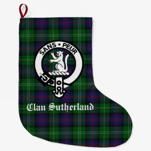 Meia De Natal Grande Clan Sutherland Crest & Tartan Personalizável