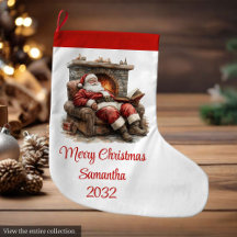 Classic Santa Claus Modern Cozy Christmas Stocking