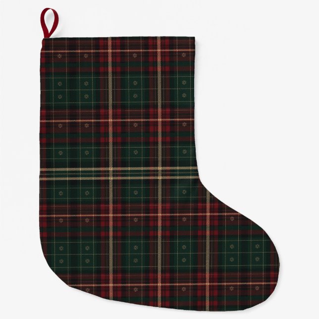Meia De Natal Grande Classic Tartan Pet Christmas Stocking with Paws (Frente)