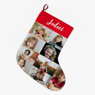 Meia De Natal Grande Colar de Nome e Foto Personalizado para Crianças