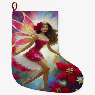 Meia De Natal Grande Coleção de Fadas de Natal - Cabelo Castanho Claro