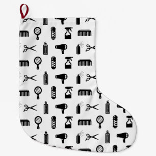 Meia De Natal Grande COR PERSONALIZADA DO Padrão de Hairdresser de Sal