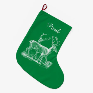 Meia De Natal Grande Cor Verde-de-Natal para Reindeer Russo Personaliza
