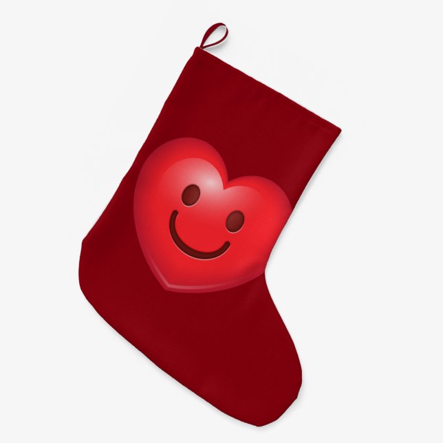 Meia De Natal Grande Coração feliz Emoji (Frente (Pendurada))