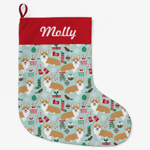 Meia De Natal Grande Corgi Stocking - design de córgis fofos