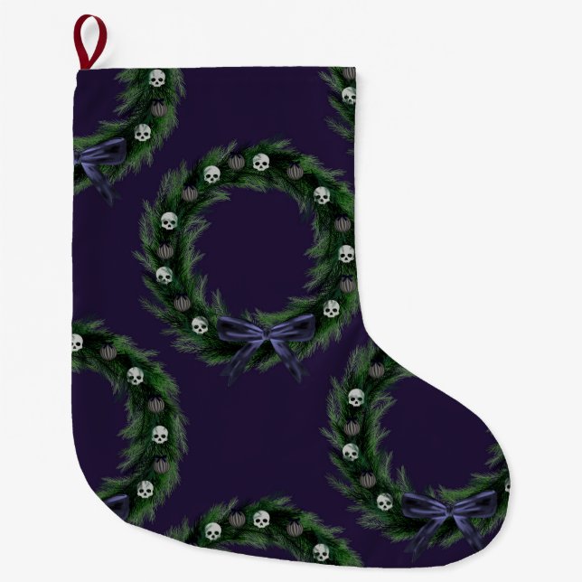 Meia De Natal Grande Coroa de Caveira (Frente)