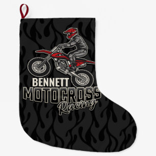 Meia De Natal Grande Corrida de Motocross de bicicleta Dirt NAME Person