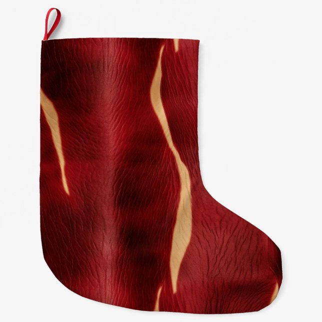 Meia De Natal Grande Cowhide Vermelho Ocidental (Frente)