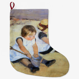 Meia De Natal Grande Crianças Jovens Jogando na Praia (Mary Cassatt)