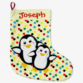 Meia De Natal Grande Crianças: Pinguins de Cartoon