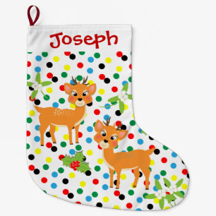 Meia De Natal Grande Crianças, Rena de Bebê Festiva Design