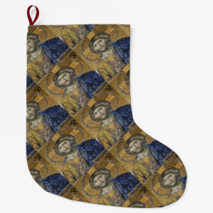 Meia De Natal Grande Cristo Pantocrator Mosiac Icônico Religioso Roman 