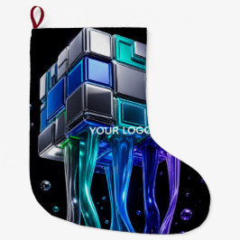 Meia De Natal Grande Cubo de Quebra-Cabeça Futurista de Cromo
