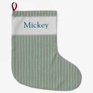 Meia De Natal Grande CUSTOM minimal listrado à mão- sage
