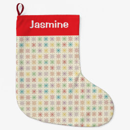 Meia De Natal Grande Customisable Simple Colourful Christmas Snowflake