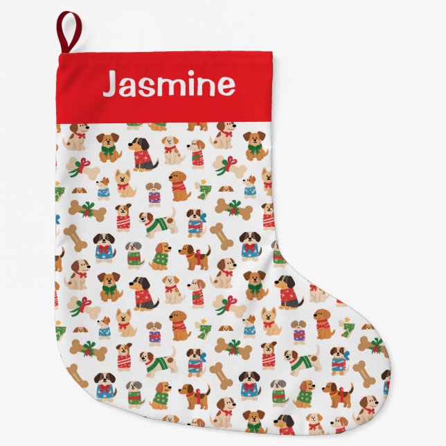 Meia De Natal Grande Customisable Simple Colourful Xmas Tree Pet (Frente)