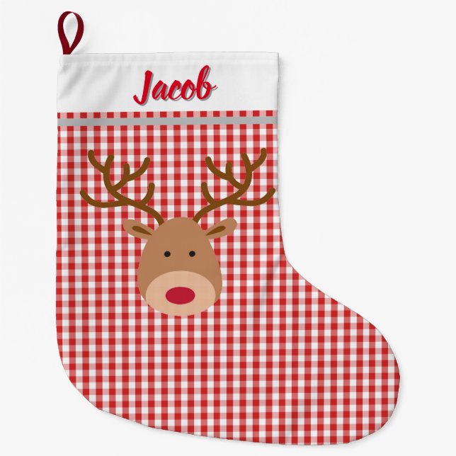 Meia De Natal Grande Customize Christmas Stocking - Rudolph (Frente)