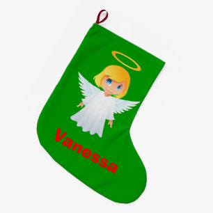 Meia De Natal Grande Cute Angel Kids no Natal