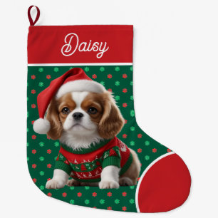 Meia De Natal Grande Cute Cavalier King Charles Sweater Personalizado
