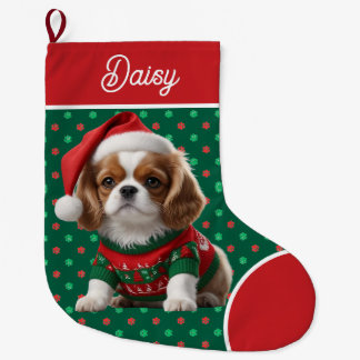Meia De Natal Grande Cute Cavalier King Charles Sweater Personalizado