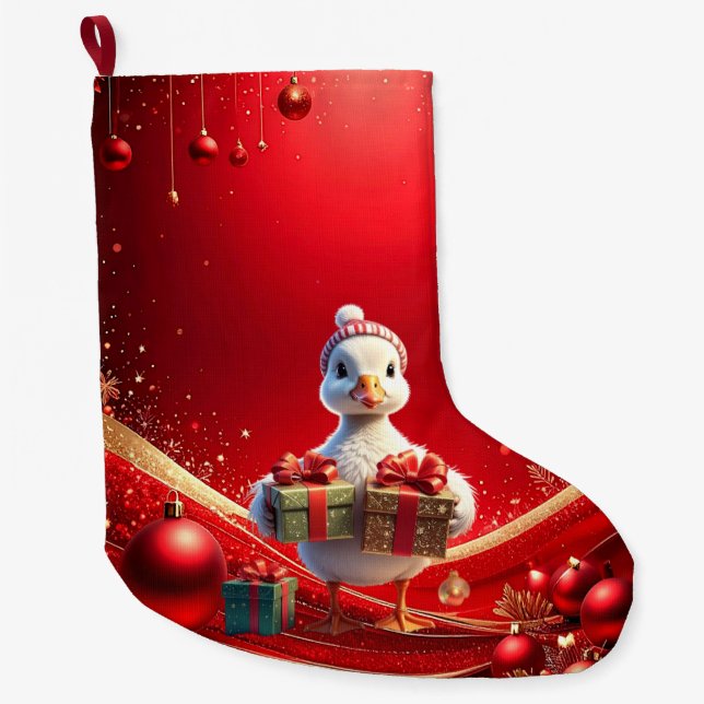Meia De Natal Grande Cute Duck Christmas Holiday Stocking (Frente)