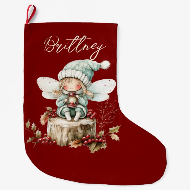 Meia De Natal Grande Cute Forest Christmas Fairy (Frente)