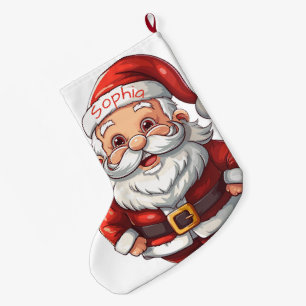 Meia De Natal Grande Cute Santa Claus