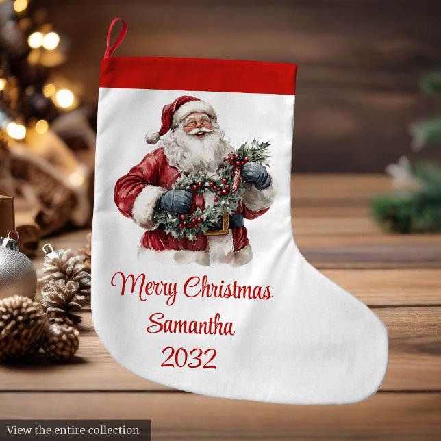Meia De Natal Grande Cute Santa Claus Kids Festive Merry Christmas  (Cute Santa Claus Kids Festive Merry Christmas Stocking)