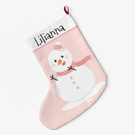 Meia De Natal Grande Cute Snowman