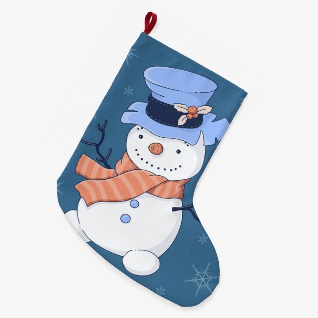 Meia De Natal Grande Cute Snowmen (Frente (Pendurada))