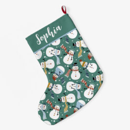 Meia De Natal Grande Cute Snowmen