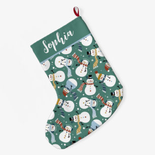 Meia De Natal Grande Cute Snowmen