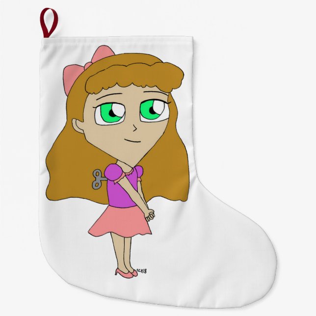 Meia De Natal Grande dar corda no chibi (Frente)