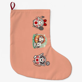 Meia De Natal Grande Daruma Trio