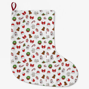 Meia De Natal Grande Decoração Natal Fofa Chapéu de Papai Noel